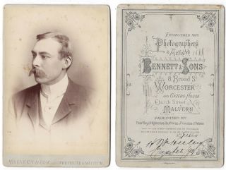 Cabinet Card Photograph Gentleman With Large Moustache By Bennett Of Worcester