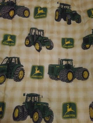 Vintage John Deere Twin Blanket Comforter Tractor No Stains
