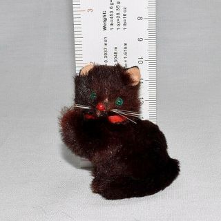 West Germany Fur Toys - Black Cat With Ball