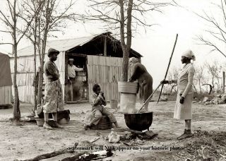 1939 Black Sharecropper Farmers Photo,  Great Depression Shack Washing Clothes Mo