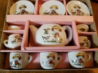 Vintage Child’s Miniature Toy China Tea Set - Made In Japan - Dog Bird