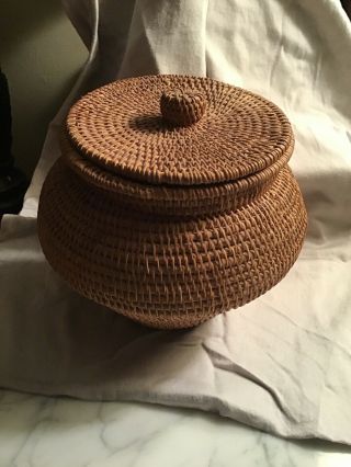 Indian / Native American Basket With Lid