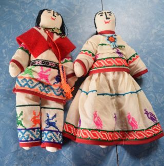7839 Beautifully Hand Made Cloth Dolls,  Central Or S.  America,  Mr & Mrs