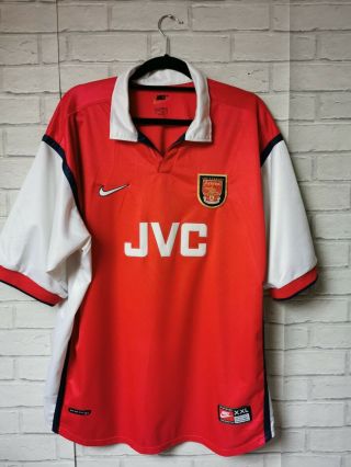 Arsenal 1998 - 1999 Home Nike Jvc Vintage Football Shirt Xxl