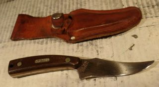 Schrade 152 Old Timer Sharp Finger Usa Knife W Leather Sheath