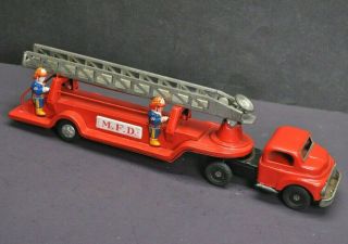 Vintage Tin Hook & Ladder Mfd Fire Truck Made In Japan Toy Kokyu Trading Co.