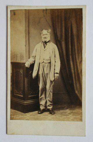 Cdv: A Studio Portrait Of Gentleman With A Cane.  By J.  Thomas.  Sheffield 1870s