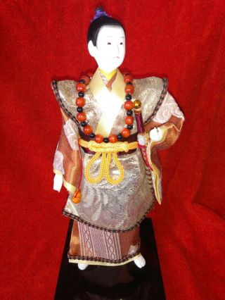 Vintage Japanese Handmade Samurai Warrior Doll 12 " With Base