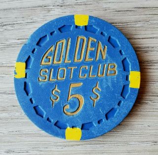 $5 Las Vegas Golden Slot Club Casino Chip - Near