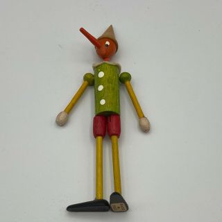 Vintage 7” Pinocchio Made In Italy Italian Old Wood Wooden Doll Figure Character