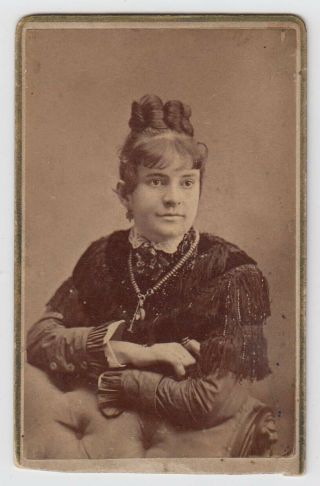 1870s Cdv Photograph Washington Court House Ohio Pretty Lady Shawl Jewelry