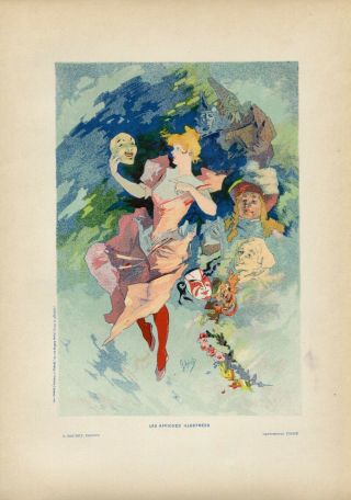 Jules Cheret La Comedie Vintage French Lithograph,  Affiches Illustrees,  1896
