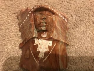 Marilyn Shorty Red Indian Alabaster Navajo Carving Of A Native Indian