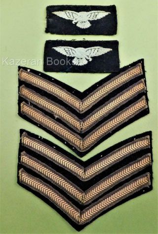 Vintage Ww2 British Royal Air Force Raf Shoulder Insignia & Sergeant Cloth Badge