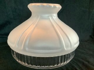 Vintage Aladdin 601 Satin Frosted Clear Glass Crystal 10” Fitter Oil Lamp Shade