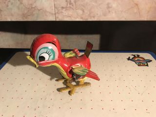 Vintage Mikuni Red/yellow Baby Chick Wind - up Tin Litho Toy Made In Japan - K - 90 3