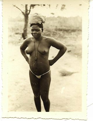 Africa Semi Nude Woman Snapshot Vintage C.  1950