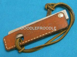 Vintage Gerber Usa Folding Knife Sharpening Hone Steel Sheath Tool Tools Knives