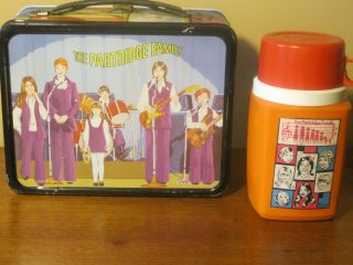 Vtg 1971 Partridge Family Metal Lunchbox & Thermos W/ Mom Kids Bus Dog Lunch Box
