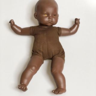 Vintage African American Black Baby Doll Sleep Orange Eyes Hard Plastic Soft Tor 3