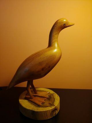 Vintage Hawaiian Milo Wood Carved 9 " Tall Nene Goose State Bird Of Hawaii