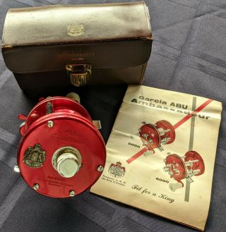 Vintage Abu Garcia Ambassadeur 6000 Reel Sweden Right - Handed Retrieve - Red.
