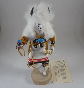 Hopi White Buffalo Dancer Kachina Doll Artist Signed D & M Nelson Indian