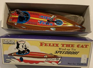 Vintage 1996 Felix The Cat Tin Lithograph Speedboat W/original Box