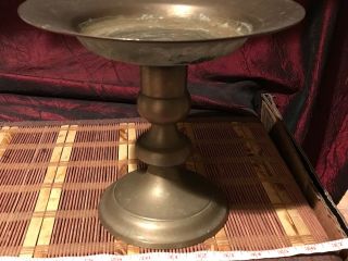 Vintage Solid Brass Heavy Pedestal Bowl Dish 9 1/4 