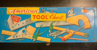 Vintage American Junior Carpenter Tool Chest With Tools