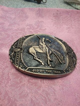 Montana Silversmiths Vintage Buckle,  “end Of The Trail” Solid Brass With Tag