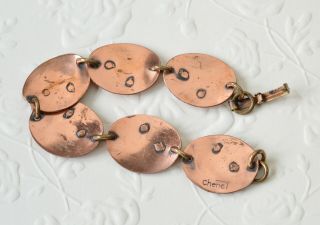 SIGNED Vintage Modernist WINIFRED MASON Chenet Copper Link Bracelet 3