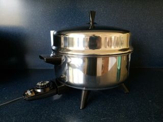 Vtg Farberware 5qt Stainless Pot - Pourri Electric Cooker Deep Skillet Fryer 320 - B