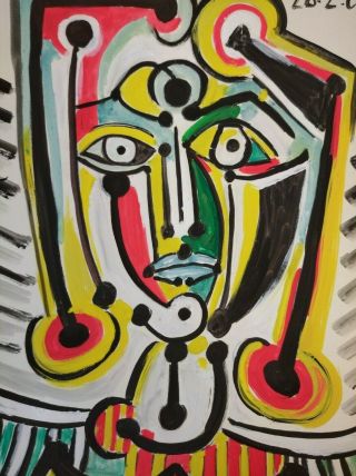 Drawing on vintage paper signed PABLO PICASSO 2