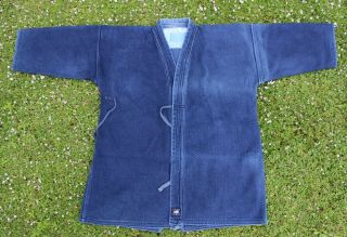 Vintage Japanese Kendo Gi Jacket Sashiko Indigo Blue Aizome Robe Us Men 