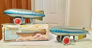 Vintage Schylling " Zeppelin " Wind - Up Tin Toys And As - Is
