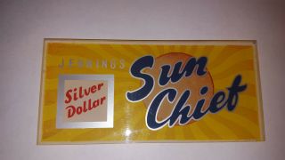 Jennings Plastic Glass Silver Dollar Sun Chief Top Marquee