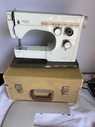 Vintage Viking Husqvarna Sewing Machine Model 6430 W/case Table Extension/read