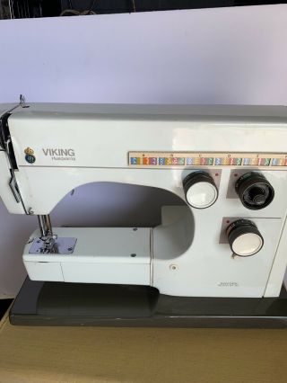 Vintage Viking Husqvarna Sewing Machine Model 6430 w/case table extension/read 2