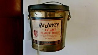 Vintage Re - Joyce Tin/pail 5 Pound.  Peanut Butter Chris Hoerr & Son Co Peoria Il