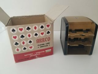 Vintage Arrco Playing Card Shuffler Battery Operated Black And Gold Model 750