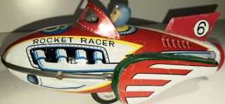 Vintage Litho Tin Rocket Racer 6 Friction Toy