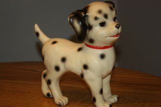 Vintage Sun Rubber Dalmatian Dog Squeak Toy 1961 Open Close Eyes Cute