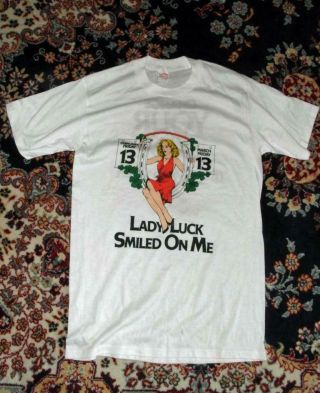 Trump Plaza Casino Rare T - Shirt Lady Luck Smiles On Me Size L Made In The Usa