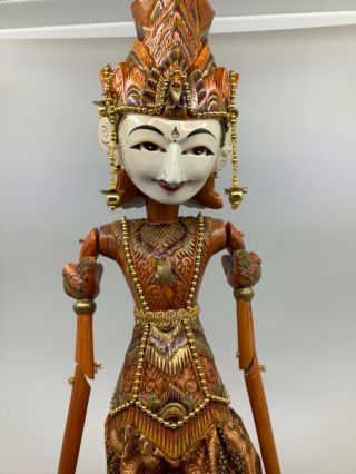 Indonesian Rama Wayang Golek (Rod Puppet) Carved Wood Handcrafted 2