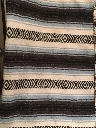 VGUC - VINTAGE - (2) 48” x 69” Mexican Serape Blanket Striped Cotton Latin Textiles 2