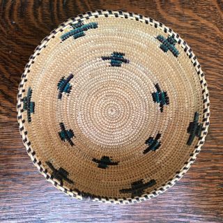 Handmade Southwest Native American Indian Basket 2color Crosses Papago Or Pima ?