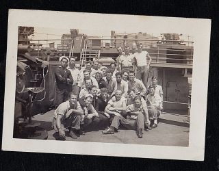 Antique Vintage Photograph Large Group Of Military Men On Boat