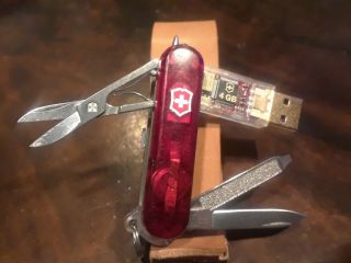 Victorinox Red Swissmemory @work Swiss Army Knife W/ 4gb Usb,  White Led