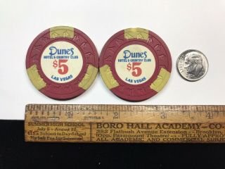 Vintage Dune ' s Hotel & Country Club $5 Poker Chips - Las Vegas,  NV 3
